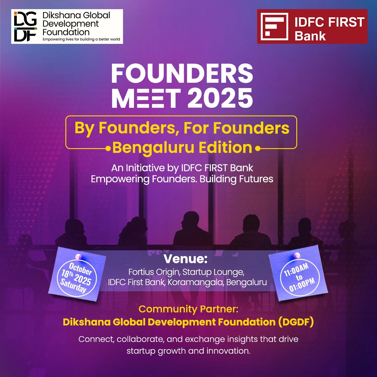 dgdf founders meet 2025 in collabrate with idfc first bank